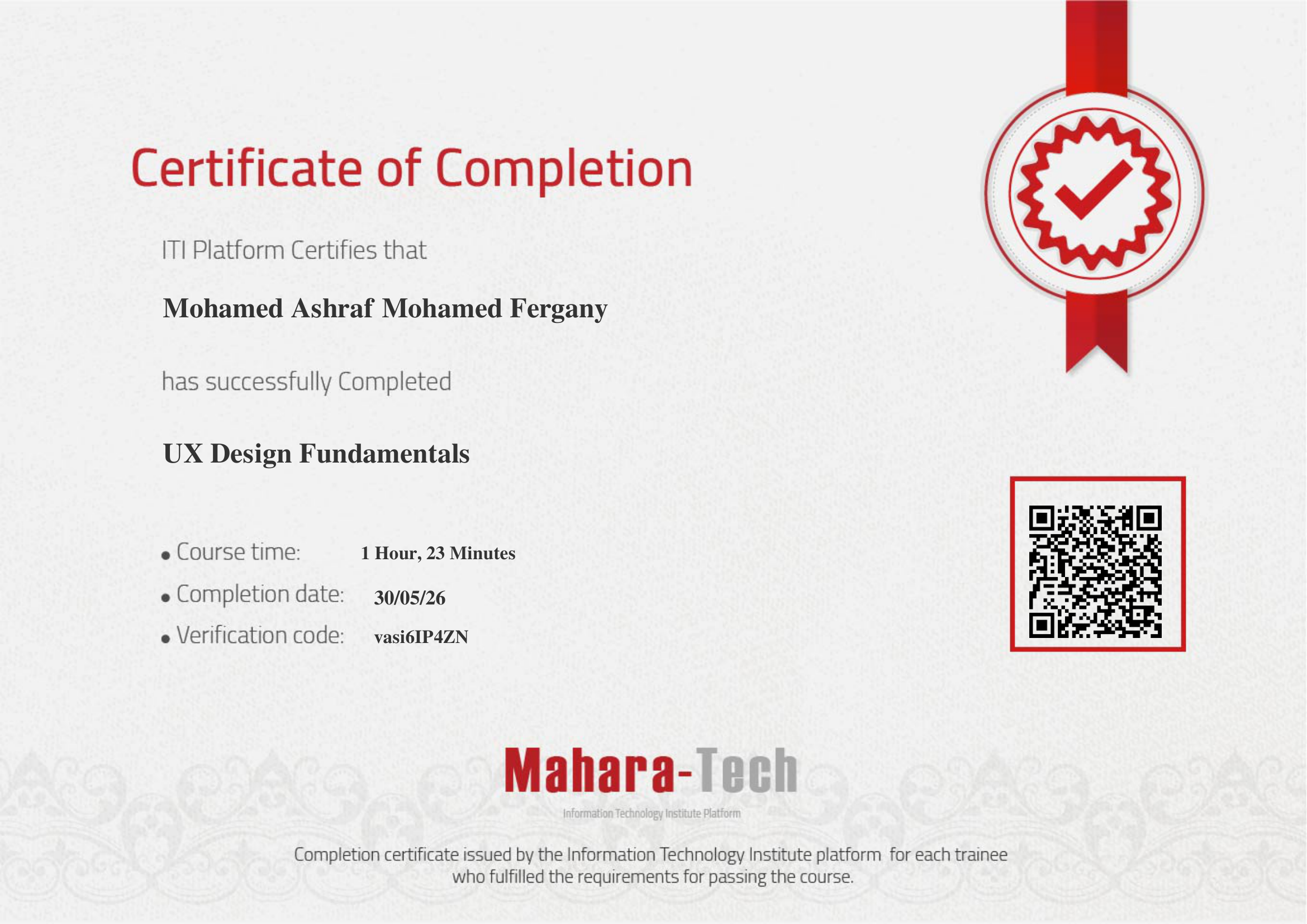 UX Design Fundamentals Certificate