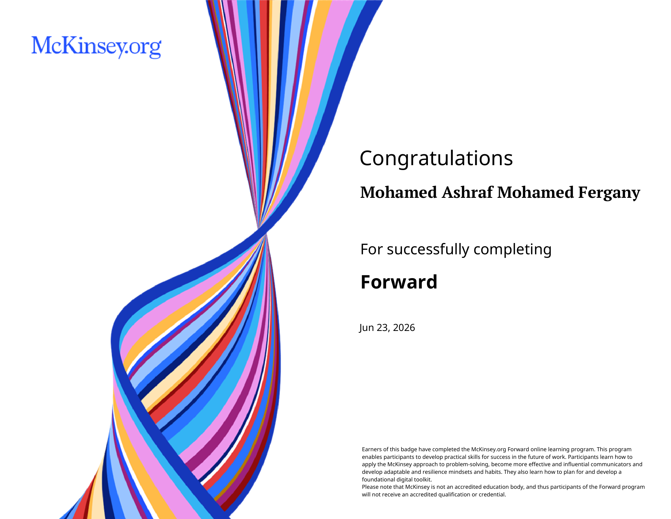 McKinsey.org Forward Program Certificate